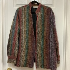 Giorgio Scapati VTG Women s Jacket Mohair Lambs Wool Jewel Tones Striped 80s XL