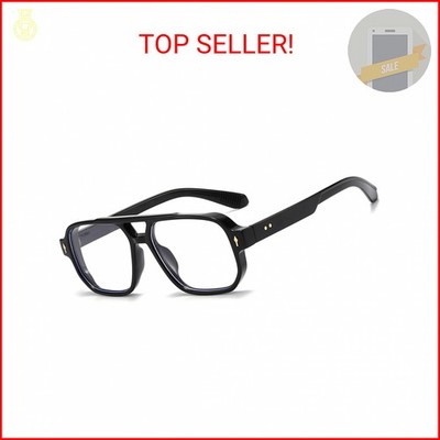 PORADAY Blue Light Blocking Glasses for Women Men 70s Retro Square Aviator Eyegl