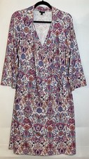Talbots Faux Wrap Dress Size XL Paisley Floral Jersey Stretch Knee Length Preppy