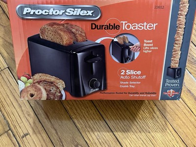 Proctor Silex Durable Black 2 Slice Toaster Auto Shut Off 22612 New in Box