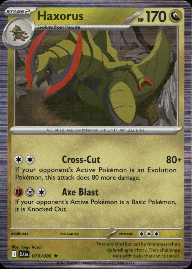 Haxorus 070/086 SV Black Bolt Holo R NM English Pokémon