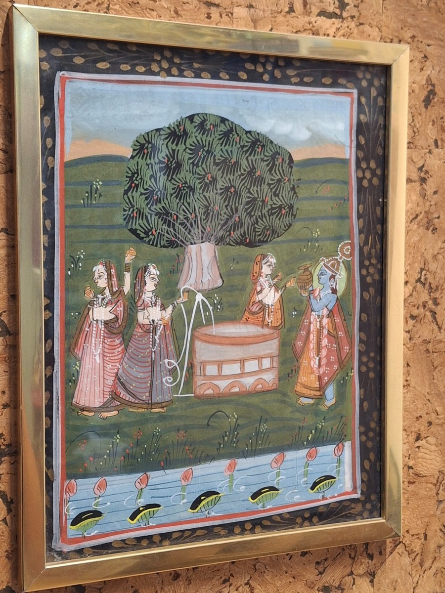 Quadro Dipinto su Seta Stile Batik Indiano Fatto a Mano Q 287