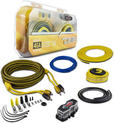 AKIT4.YL 4-GA Amplifier Installation Kit up to 1680 Watts RMS, Mini-Anl Fuse Hol