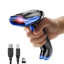 3 in 1 Bluetooth 2.4GHz Wireless Wired 1D 2D Barcode Scanner USB QR Code Reader