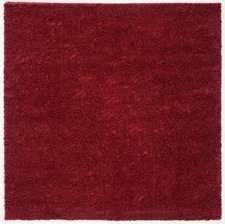  Solid Plush Shag Area Rug, Burgundy, 3' x 3' Square