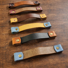 Genuine Leather Cabinet Handles Drawer Pulls Styles 5 Hardware Finishes Luxury