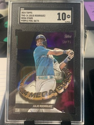 2024 Topps #TMS-14 Julio Rodríguez Mega Stars Purple Foil (Series One) #/75
