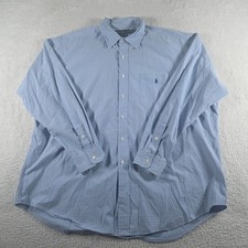 VTG Polo Ralph Lauren Blake Plaid Checked Shirt Size XXL Blue Button Down