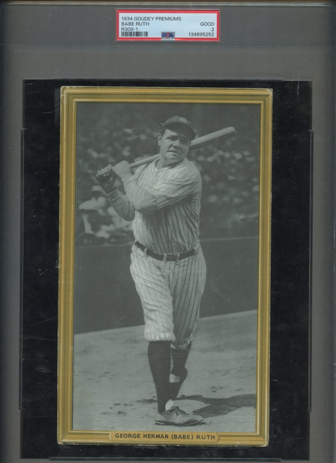 1934 Goudey Premiums R309-1 Babe Ruth ~~ PSA 2 ~~ SHARP just graded view 1