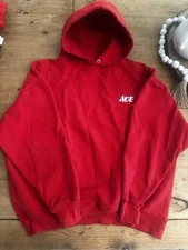 Ace Hardware Vintage Hoodie XL Jerzees Super Sweats Embroidered Logo 90s Red