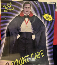 Adult Costume COUNT CAPE w/ RED SATIN STAND-UP COLLAR New OS Dracula VAMPIRE NWT