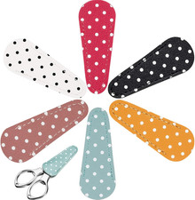 6 Pieces Embroidery Scissors Sheath Polka Dot Scissors Protective Cover Leather