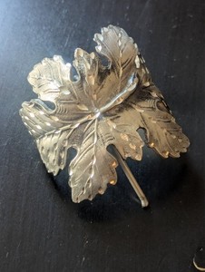 Large Decorative Pewter Pony Tail and Hair Braid Cover Autumn Leaf Design