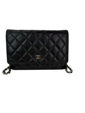 Chanel Black Quilted Smooth Lambskin Wallet on a Chain Clutch Bag Ebay Live