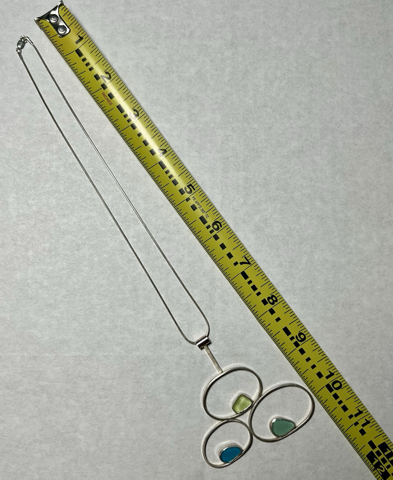 Silver Toned Statement Necklace Three Circles Wit… - image 5