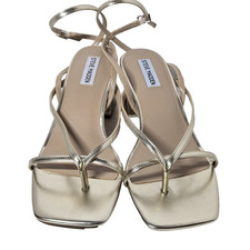 Steve Madden Women's Ansel Ankle Strap Block Heels Sandals Metallic Gold Sz 10W