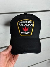 DSQUARED2 Canadian Corps Patch Baseball Cap Hat Black Distressed Born in Canada