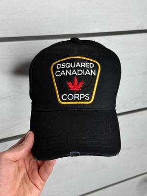 DSQUARED2 Canadian Corps Patch Baseball Cap Hat Black Distressed