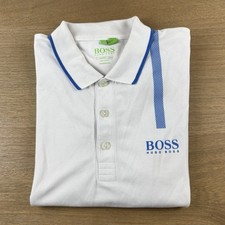 Hugo Boss Men's Slim Fit Pique Polo Shirt Size M White Cotton Blend