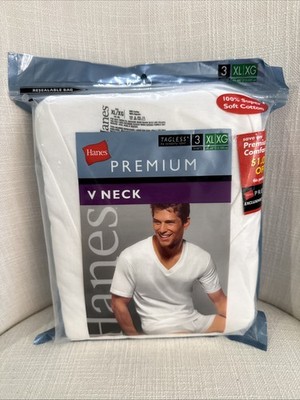 Hanes 3-Pack Premium T-Shirts Mens XL 46-48  White Tagless Comfortsoft NEW 2006