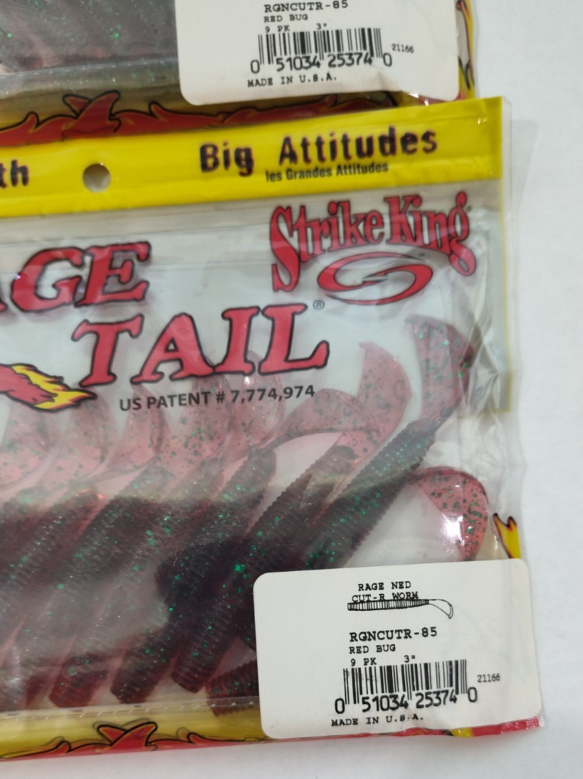 (LOT OF 5) 9 Per Pk STRIKE KING RAGE NED CUT-R WORM 3" RGNCUT-R Red Bug - Image 3