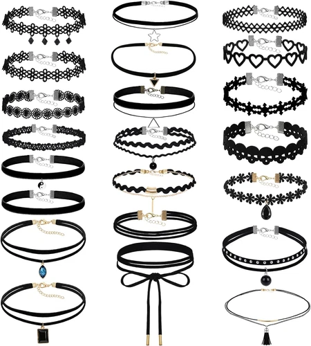22 Pcs Velvet Choker Necklaces for Women Adjustable Black Choker Necklaces Set - product listing photo