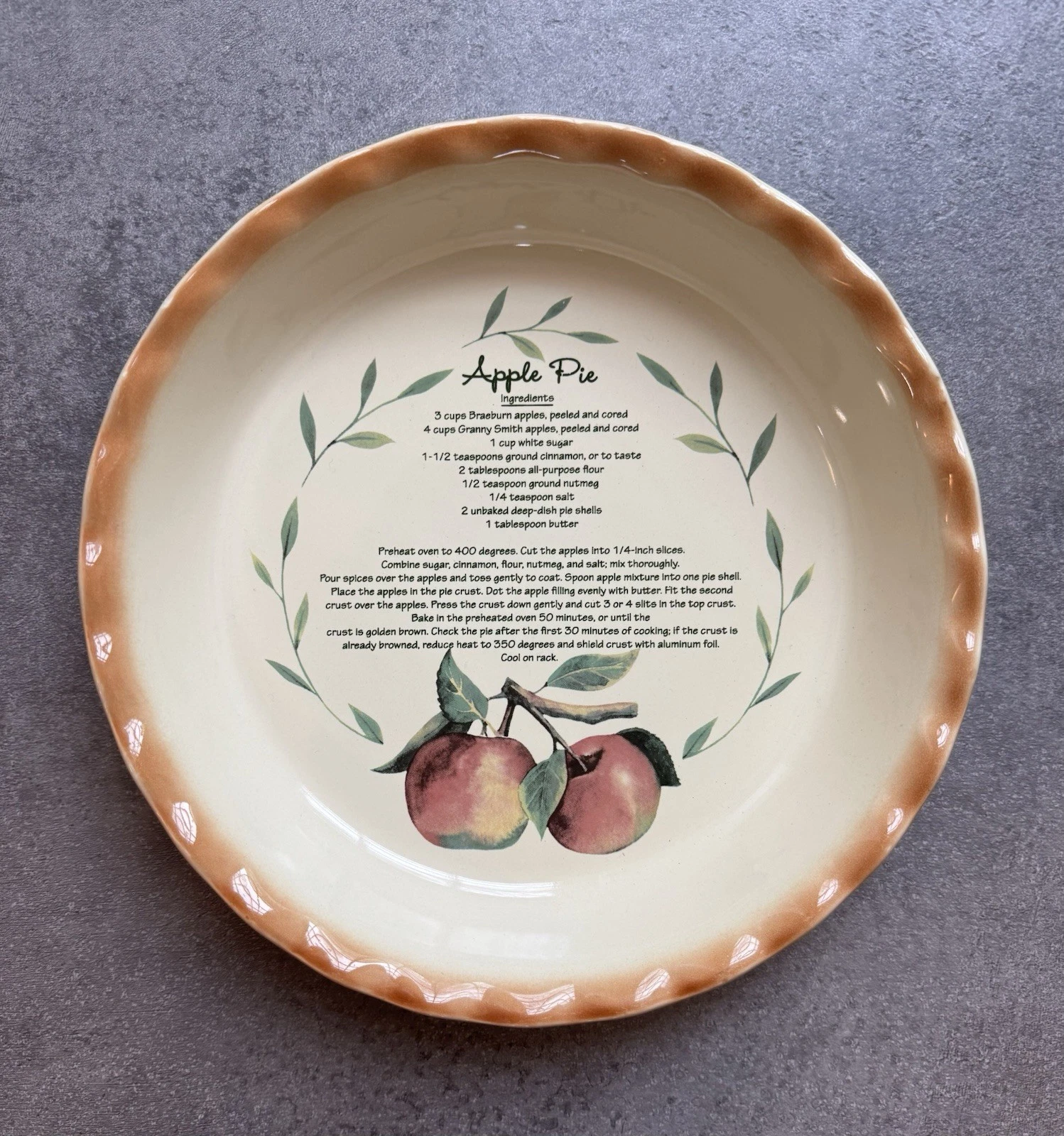 Apple Pie Dish W/ Recipe Nantucket Retro Cottagecore Grandmacore