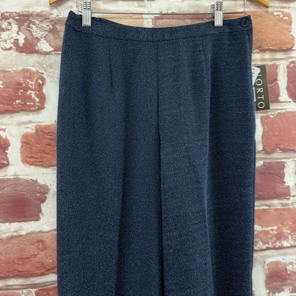 Norton McNaughton Pants Womens 10P Petite Blue Boucle Textured Baker St Trousers - Image 3 of 4