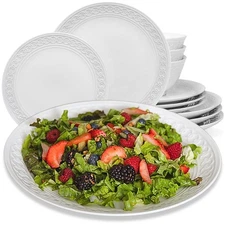 Plates and Bowls Sets - Dishes Set for 4 - Microwave Safe - 12 Piece Porcelai...