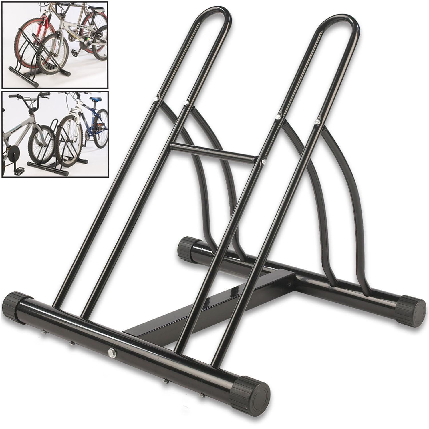 Double Heavy Duty Bike Bicycle Floor Parking Stand Holder Storage Cycle Rack