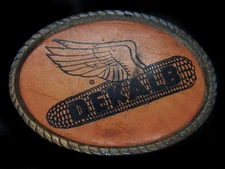 TE07128 GREAT VINTAGE 1970s **DEKALB** SEED ADVERTISEMENT BELT BUCKLE