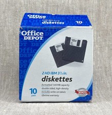 Office Depot IBM Formatted 2HD 1.44MB 3.5" Floppy Diskettes 9-Pack in Open Box