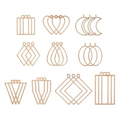 Open Back Bezel Pendants, 3set 10 Styles Hollow Frame Pendant (K Gold)