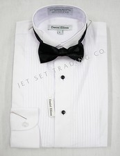 Boys White Tuxedo Dress Shirt 007-Boys Black Bow Tie Long Sleeves Size 4 to 20