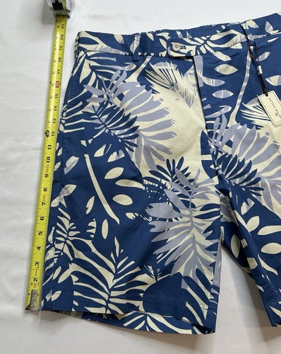 New Peter Millar Golf Shorts Size 34 x 9 Blue Floral Flat Front NWT - Picture 2 of 6