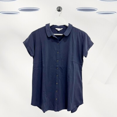 Ex White Stuff Damen Kurzarm Baumwollshirt in Navy