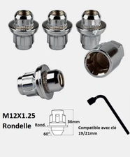 Anti-theft nuts for wheels M12X1.25 flat seat