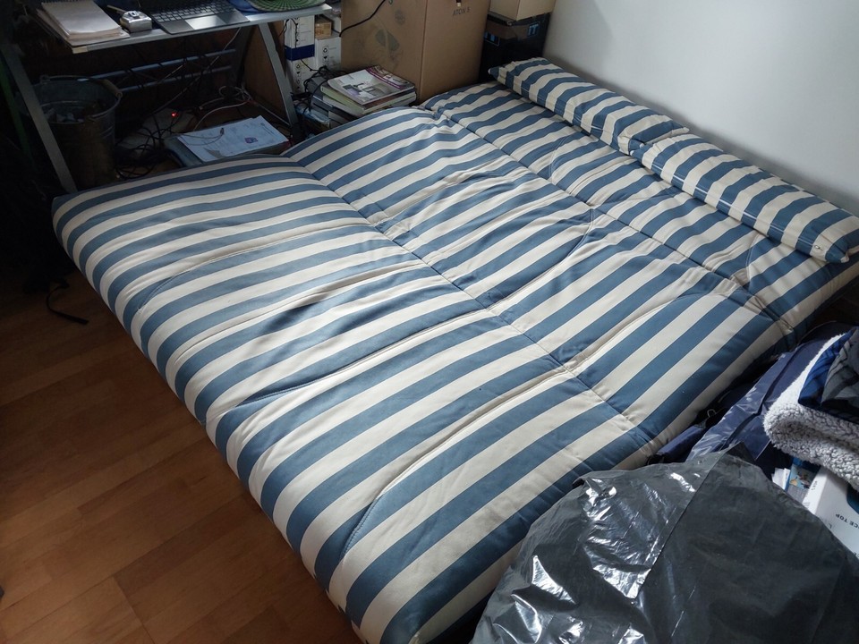 John Lewis Double Futon / Sofabed / Sofa Bed blue white stripes