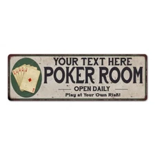 Your Name Poker Room Personalized 6x18 Metal Sign Game Decor 106180048001