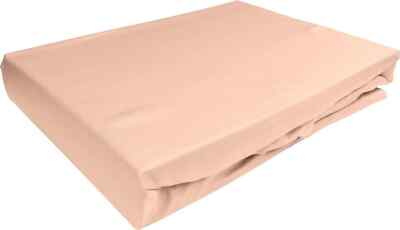 Lorena Uni Mako Satin Spannbettlaken 120 x 200 cm in Apricot mit Rundumgummi
