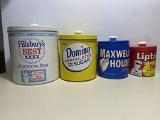J L Clark Rockford Il USA Vintage Nesting Advertising Canisters Tins Pillsbury 