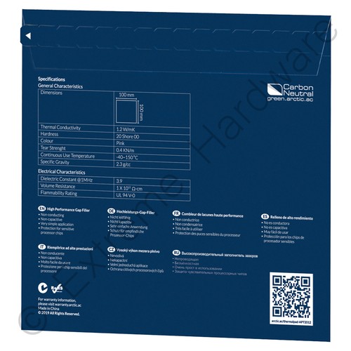 Arctic Thermal Pad APT2012 100 x 100 x 0,5 mm 4 x paquete disipador térmico CPU Intel y AMD - Imagen 3 de 3
