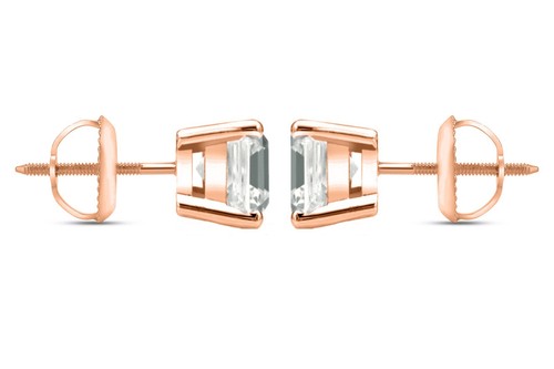 Pendientes de diamantes cultivados creados en laboratorio con cojín de 2,50 quilates IGI F/VS 2,50 quilates tachuelas de oro rosa de 14 quilates - Imagen 3 de 3