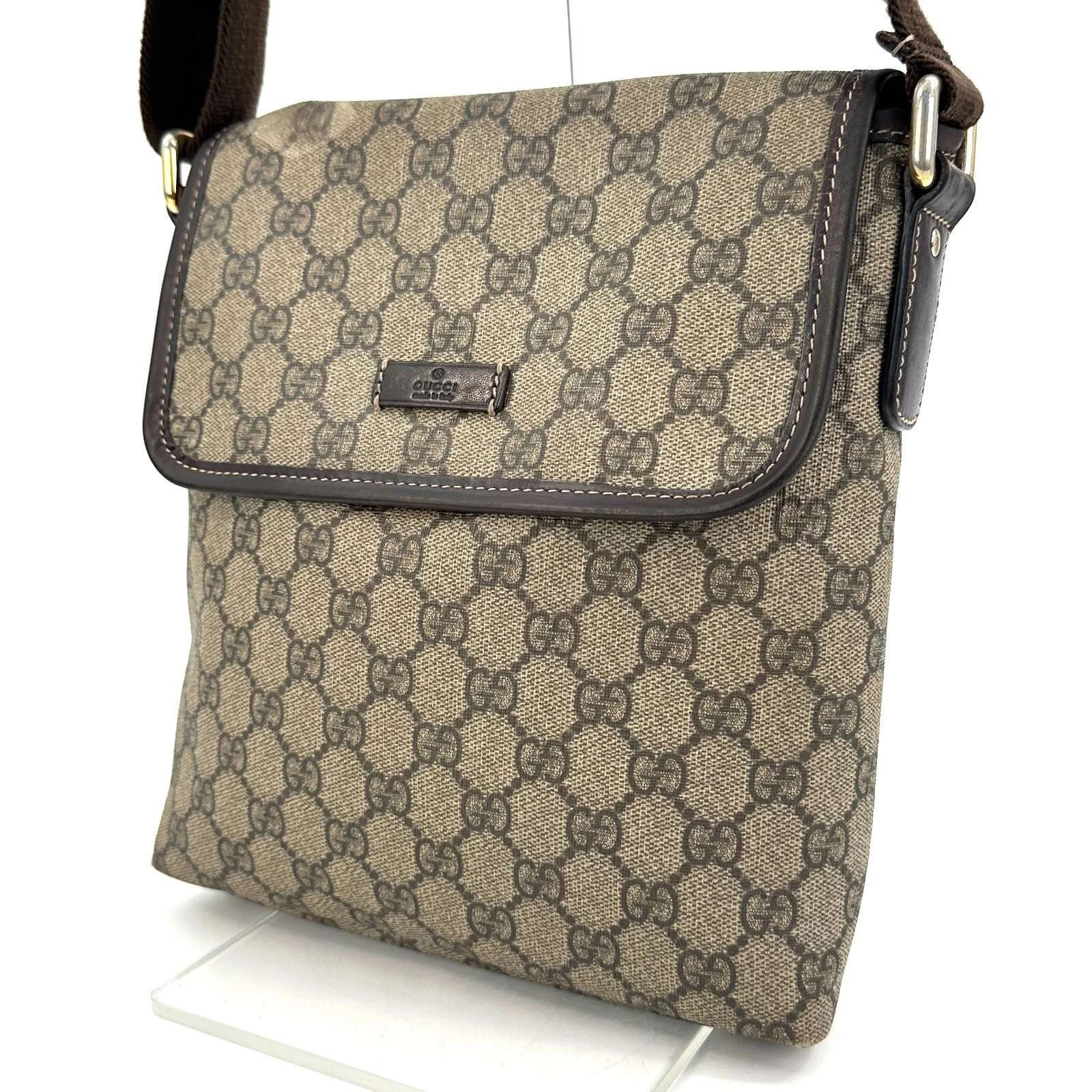 Sac à bandoulière GUCCI GG Supreme toile marron authentique du Japon/0133