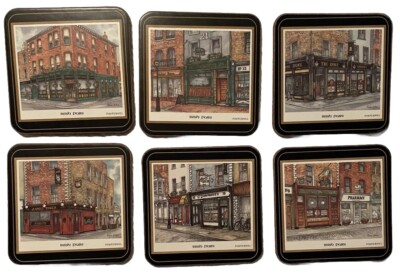 Vintage Pimpernel Irish Heritage Series Pubs Cork Drink Coasters Set 6 Dublin