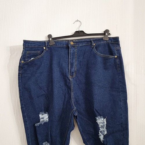 Boohoo Plus Distressed Skinny Jeans Mid Wash - Blue - UK Size 26 - Picture 3 of 5