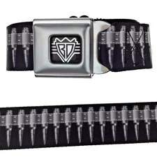 Bullet Belt Rifle Gray Printed Gun Bullets Punk Belt Seatbelt Style Buckle-Down