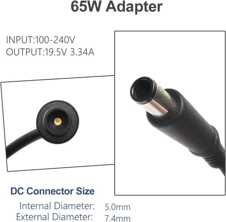 LOTE 65W Adaptador Cargador Para Laptop Dell Latitude D531 D610 D620 D630 D820 D830 Foto 3 de 4