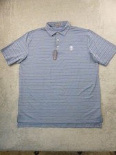 Peter Millar Polo Shirt Mens XL Striped Blue Summer Comfort Short Sleeve RICC