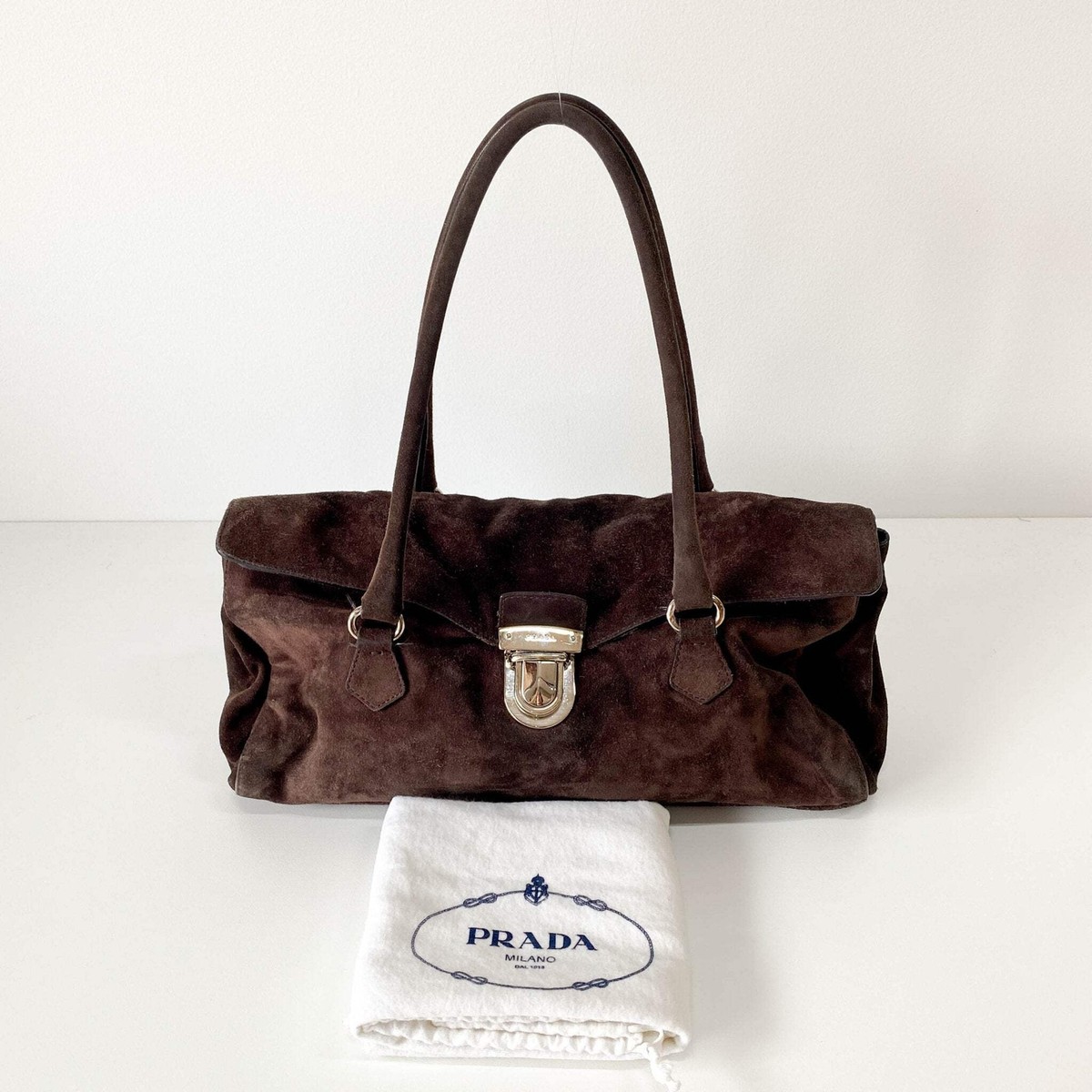 バッグ Archive PRADA suede hand bag green brown Archive PRADA suede hand bag green brown